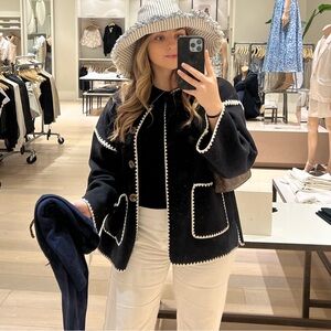 Women's Black Jacket with White Trim